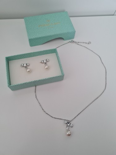 Pierre Lang Schmuck Set - Kette + Ohrringe versilbert mit Perle