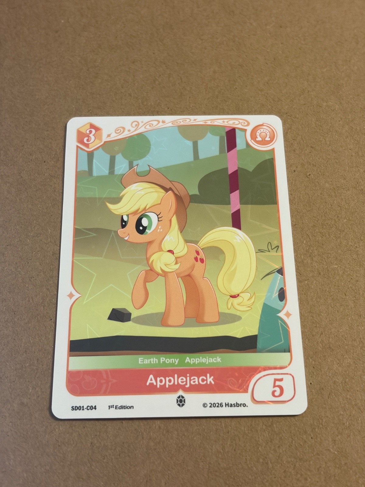 Hasbro My Little Pony Card Game Applejack Earth Pony 1st Ed Holo SD01-C04 2026