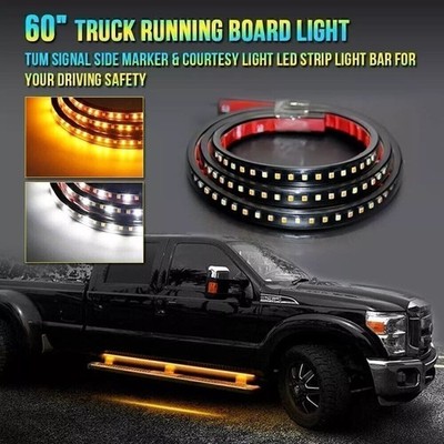 2x 60'' Running Board LED Light DRL Side Step Strip Bar Amber White Turn /NEW/
