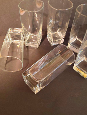Vintage Luminarc Sterling Highball Glasses Set of 6, 14 oz, 6 1/8'' Square Round