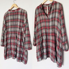 Uncle Frank Anthropologie Linen Blend Grey Tartan Plaid Pintuck Mini Dress S
