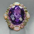 Handmade 24 ct+ Natural Amethyst Ring 925 Sterling Silver Size 7 /R482374