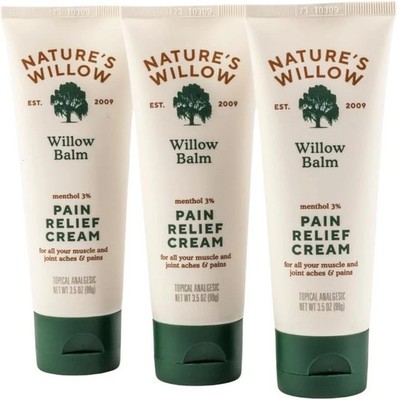 Nature's Willow Balm Natural Pain Relief Cream 3.5 Fl Oz ( 3 Pack )