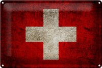 Schild Blech 30X20Cm - Made In Germany - Flagge Schweiz Fahne Metall Deko Blechs