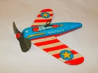Vtg 1950s OHIO ART Coast Guard Friction Airplane Plane  wind-up  tin toy 4 Parts