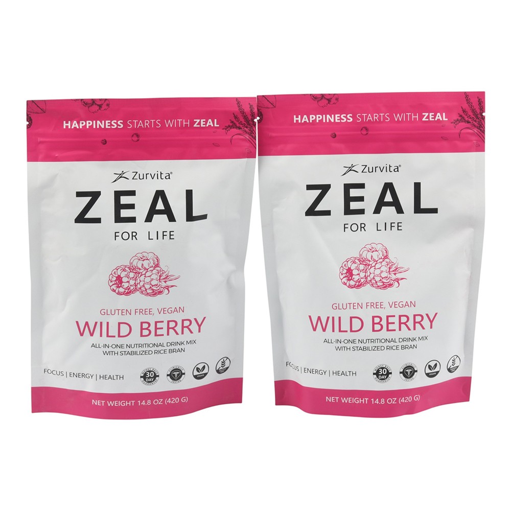 2 Pack Sale Zurvita Zeal for Life Energy/Health Drink - Wild Berry GLUTEN FREE
