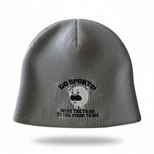 Otto Beanie Kids One Size Gray Embroidered Go Sports Move The Thing Hat NWOT