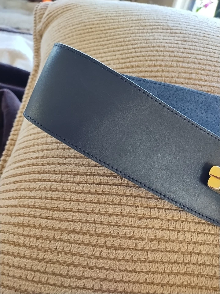  Christian Dior Vintage Rare Leather Belt Metal Clasp Letters C D Size SM 1980's - Image 3 of 4