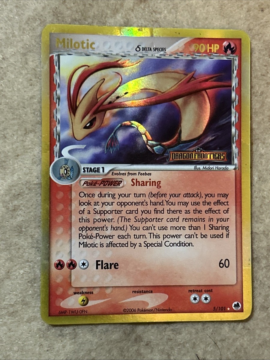 Pokemon Milotic 5/101 Delta Species Dragon Frontiers Stamp Reverse