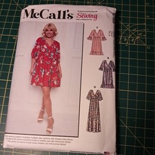 McCalls M7969 sewing pattern loose full skirt mock wrap dress frill uncut XS-XXL