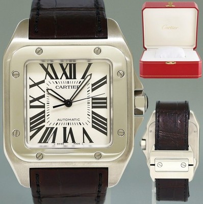 Cartier Santos 100 XL Automatic Steel 2656 Roman Dial Automatic Leather  Watch