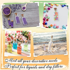 50 Packs 1 oz Plastic Sand Art Bottles with Cork Stoppers Mini Vial Potion Bo...