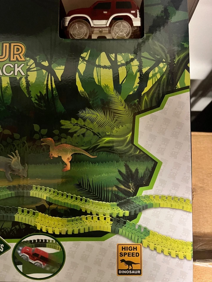 252-Piece Dinosaur World Track Set � Flexible Road Tracks & 2 Dino Cars, Age 3-6 - Image 3 of 4