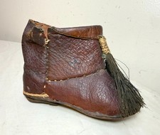 Antique 19th century handmade Middle Eastern leather childs ankle boot shoe