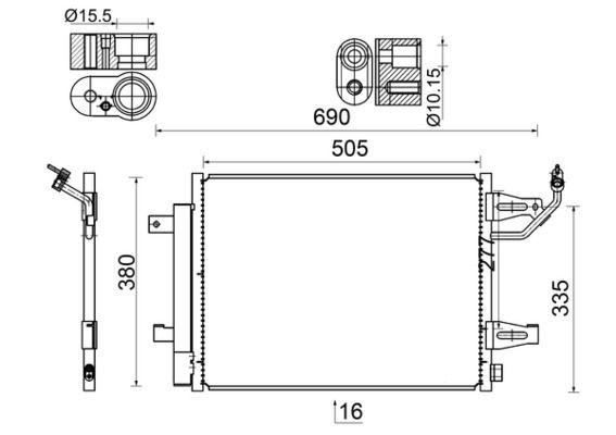 Mahle Kondensator, Klimaanlage AC 509 000S FüR Mitsubishi Smart-image