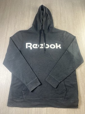 Reebok Herren Hoodie Sweatshirt Spellout Logo Gr. L Large dunkelgrau schwarz