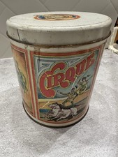 Vintage Ballonoff Cirque Tin Cannister 6" Tall Cirus Performers Made In USA
