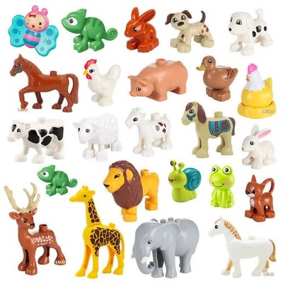 For Lego Duplo Wild Animals Of Africa Europe Domestic Animals Barn Figure