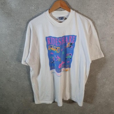 Vintage Hanes Beefy Ride Share 1992 USA Single Stitch T-Shirt Herren XL weiß