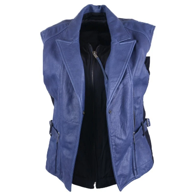 DIESEL G-ELEA Womens Biker Jacket Genuine Leather Cafe Racer Sleeveless Coat - Image 2 of 4