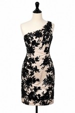 Flirt Maggie Sottero Dress Womens 4 One Shoulder Cocktail Floral Night Out