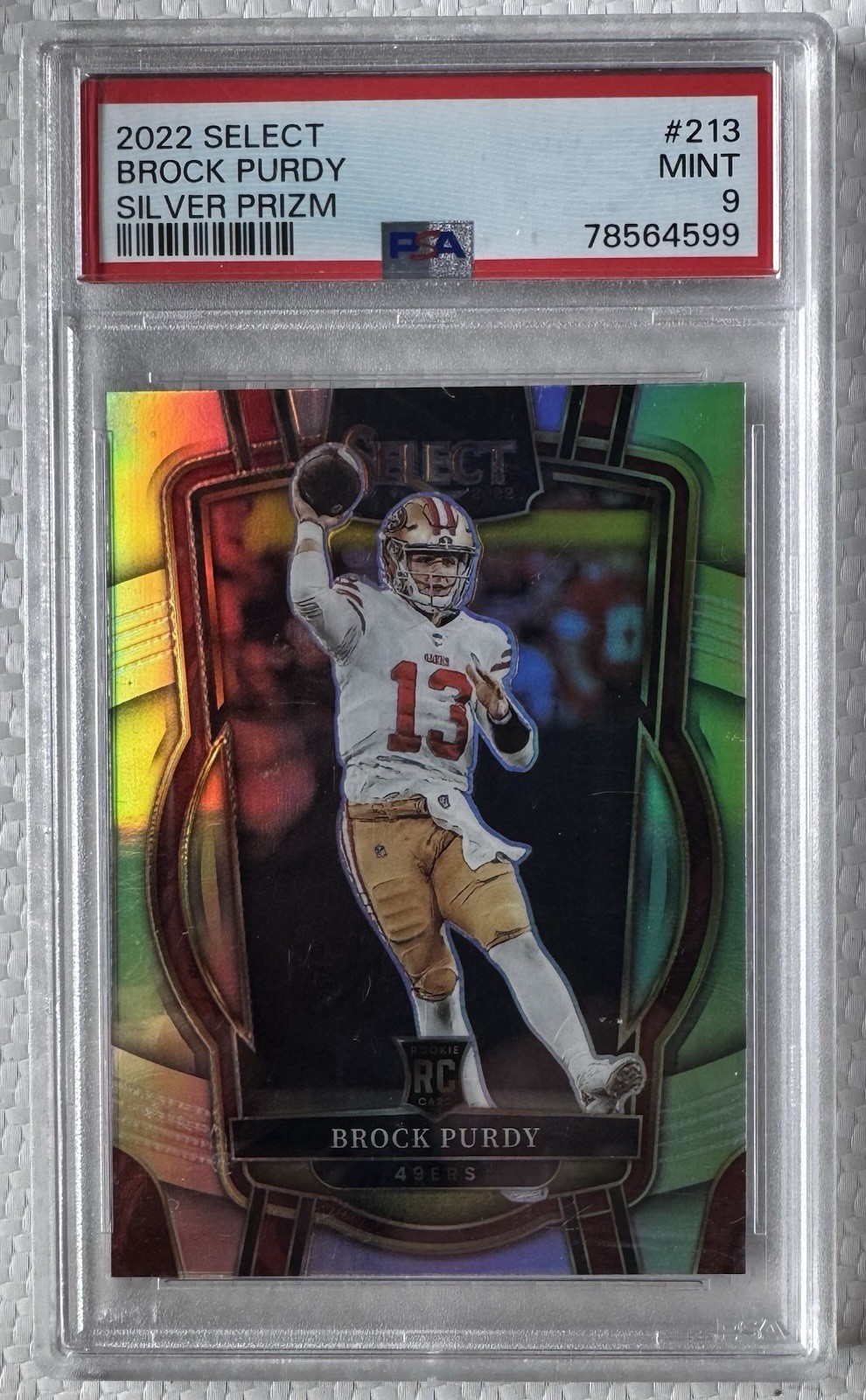 2022 Panini Select Brock Purdy #213 Rookie Silver Prizm PSA 9