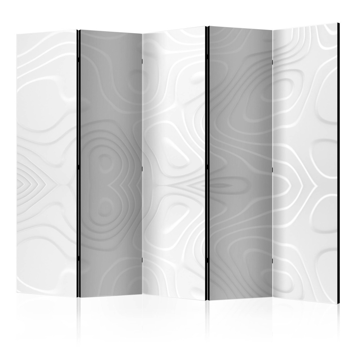 Paravent 5 Volets White Waves II en Toile Intissée 172x225cm pour Séparation Pièce