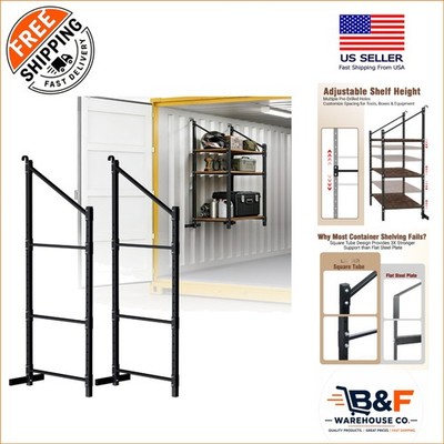 3-Layer Adjustable Container Shelf Brackets Set of 2 - Durable Steel Support