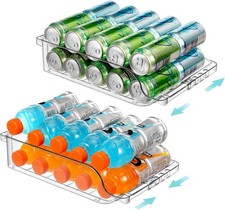 2 Packs Clear Width Adjustable Soda Can Organizer for Refrigerator Expandable
