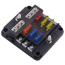 12 Volt Fuse Block, Waterproof Fuse Panel with LED Indicator 6-circ W/Cover &Neg