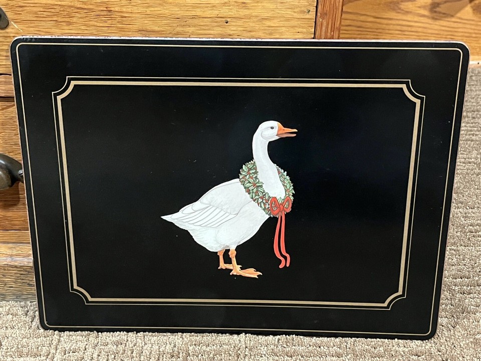 Vtg Set 4 Pimpernel CorkBack Christmas Placemats Country Goose w