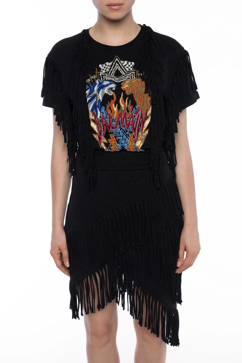Balmain fringe cheap dress