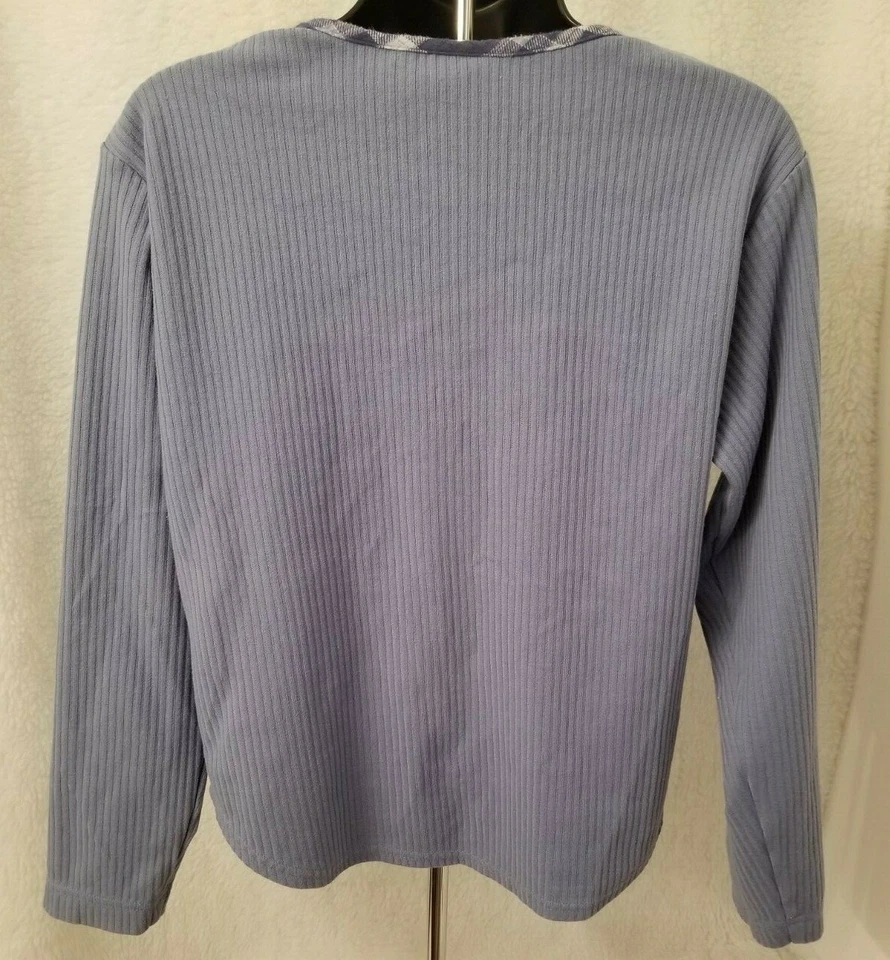 Kathy Ireland Womens Shirt Top Blouse Size M Medium Blue Plaid - Image 4 of 4