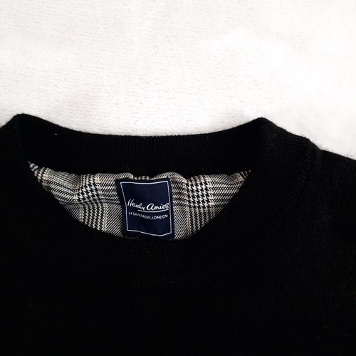 Hardy Amies Savile Row Jumper Mens Measured Medium Black Wool - Picture 3 of 8