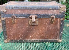 Antique 1800's Civil War Era Worchester Metal Works Co Mediun Sized Chest