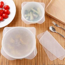 1/4 Stretch Reusable Silicone Bowl Food Storage Wrap Cover Seal Fresh Lids Film