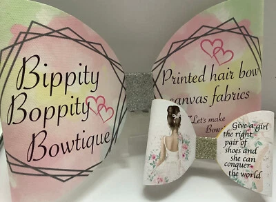 "BALLERINA SHOES" 4" PRINTED CANVAS FABRIC BOW LOOPS TO MAKE YOUR OWN HAIR BOWS