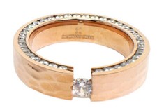 Edelstahlringe Damen Spannring Brilliantschliff 7mm rose silber Strass gedängelt