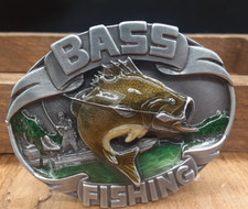Vintage Siskiyou 1986 Belt Buckle Bass Fishing Made USA F-40 Pewter Enamel Fish