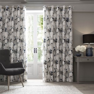 Détails Sur Floral Gris Bleu Blanc Brun 100 Coton Rideaux à Anneaux 9 Tailles Afficher Le Titre Dorigine