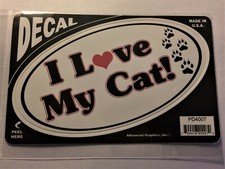 Cat Sticker - I Love My Cat - Indoor/Outdoor Sticker - 6" x 3.5" NEW