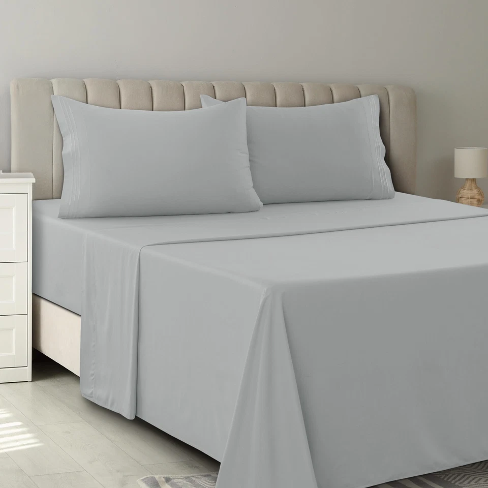 Juego de sábanas de bolsillo profundo ultra suaves de lujo de hotel de 4 piezas premium Foto 3 de 4