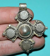 Antique Ethiopian Coptic Christian Cross Coin Silver Pendant Ethiopia, Africa