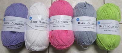YARN..LOOPS AND THREADS..BABY RAINBOW..5 COLORS TO CHOOSE FROM