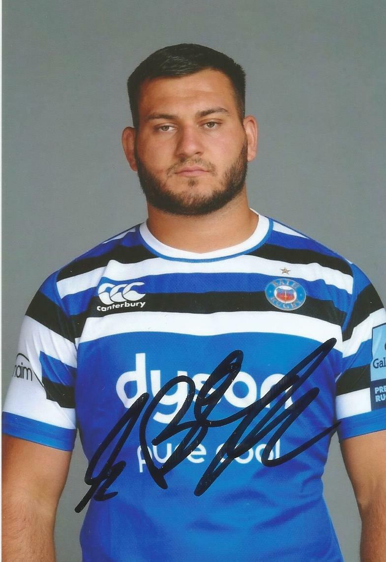 BATH RUGBY UNION: LEWIS BOYCE SIGNED 6x4 PORTRAIT PHOTO+COA