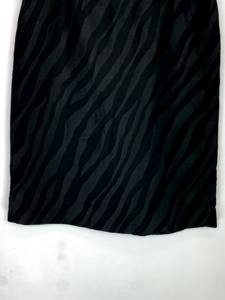Falda Valentino Vintage Midi Lápiz Estampado Cebra Negra Seda Mezcla Lino Talla 16 Foto 3 de 4