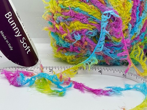 Berlini Bunny Soft Yarn #86 Jasmine 50g 98y Pink Blue + Puffy Long Short Eyelash - Picture 7 of 7
