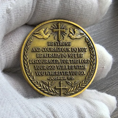 Christian Armor Of God Challenge Coin Joshua 1:9 Inscription Faith Coin - Picture 6 of 6