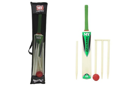 Childrens Kids Size 3 Cricket Set Bat Ball Stumps & Bails Carry Bag Garden Beach - Picture 7 of 7