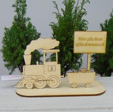Herzlichen Glückwunsch Eisenbahn Wagon Geldgeschenk oder Gutscheingeschenk Holz